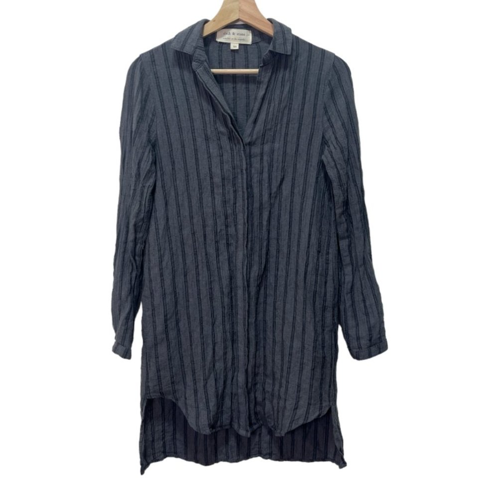 Anthropologie Cloth & Stone Grey Striped Tunic sz XS